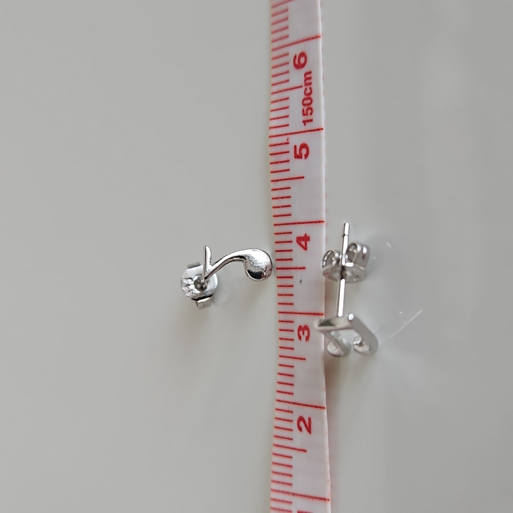 Silver Musical Note Earrings - Picture 6 of 7